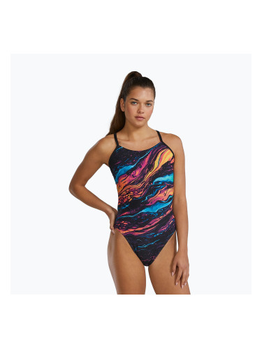 Дамски цял бански костюм Tyr Durafast Elite Magmata Cutoutfit gold/multi/rainbow
