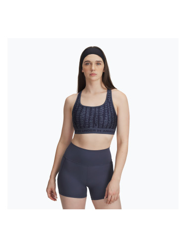 Under Armour Crossback Mid Print сутиен за тренировка downpour gray/midnight navy/midnight navy