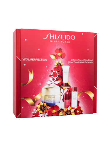 Shiseido Vital Perfection Lifted & Firmed Skin Ritual Подаръчен комплект дневен крем за лице Vital Perfection 50 ml + почистваща пяна за лице Clarifying Cleansing Foam 15 ml + тоник за лице Treatment Lotion 30 ml + серум за лице Ultimune 10 ml