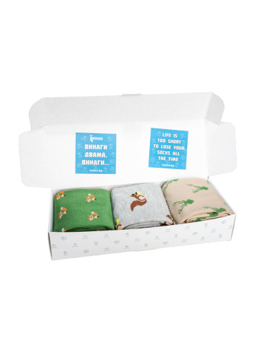 Подаръчна Кутия Весели Свързани Чорапи iSocks Box-3, Животни