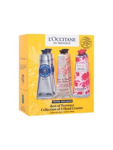 L'Occitane Best Of Provence Collection Of 6 Hand Creams Подаръчен комплект крем за ръце Shea Butter Dry Skin 2 x 30 ml + крем за ръце Cherry Blossom 2 x 30 ml + крем за ръце Rose 2 x 30 ml