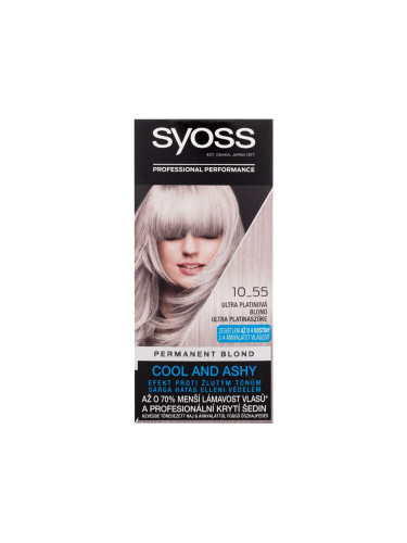 Syoss Permanent Coloration Permanent Blond Боя за коса за жени 50 ml Нюанс 10-55 Ultra Platinum Blond