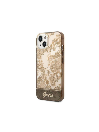 Оригинален кейс Guess Porcelain Collection, За iPhone 14 (6.1), Златист