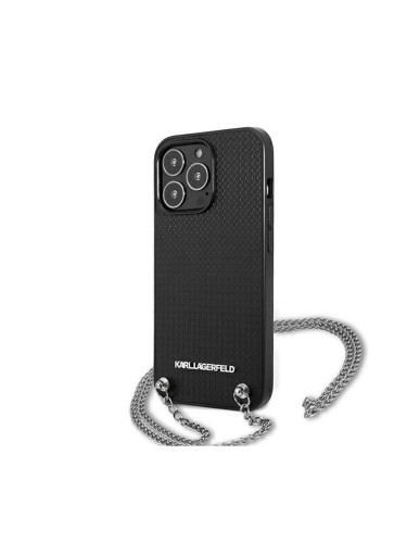 Оригинален кейс Karl Lagerfeld Leather Textured and Chain, За iPhone 13 Pro (6.1), Черен