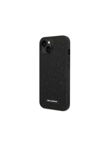 Оригинален кейс Karl Lagerfeld Glitter Plaque Logo, За iPhone 14 Pro (6.1), Черен