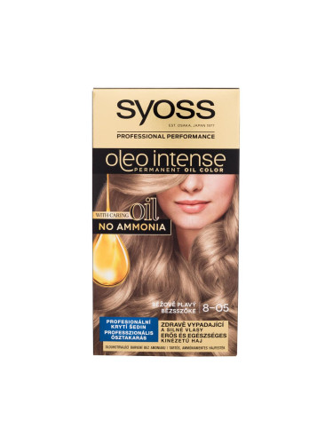 Syoss Oleo Intense Permanent Oil Color Боя за коса за жени 50 ml Нюанс 8-05 Beige Blond