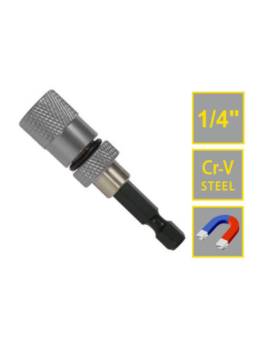Удължител магнитен за накрайници с фиксатор 60мм, 1/4", Topmaster 330352