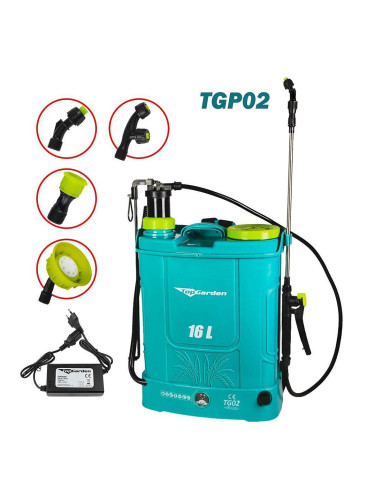 Акумулаторна и ръчна пръскачка 16л TopGarden TGP02 с 4 различни накрайника, 65-110см