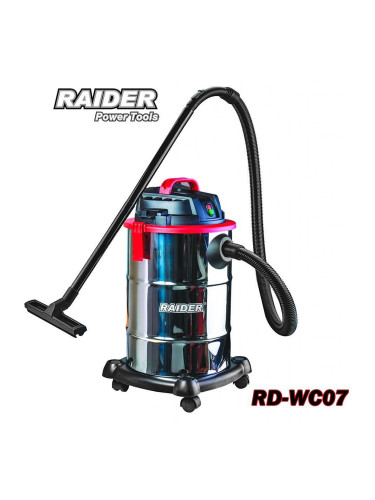 Прахосмукачка за сухо и мокро почистване RAIDER RD-WC07, 1300W, 30 л обем на контейнер, INOX, 16 kPa