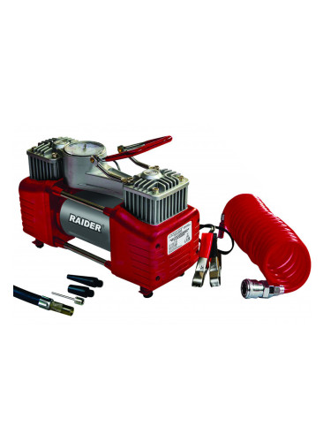 Компресор за гуми, метален, RAIDER RD-AC14, 12V, 300W, 9.6 bar, с аксесоари