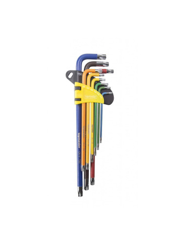 Ключове шестограми Topmaster Pro 390174, T10-50, TORX, с отвор, дълги, CR-V, цветни