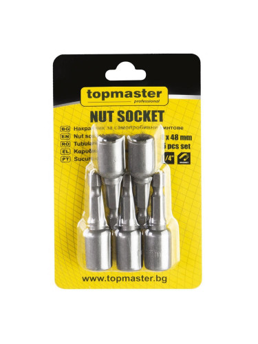 Накрайници за самопробивни винтове 1/4", 8x48 мм, Topmaster Pro 338620, 5 бр.