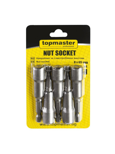 Накрайници за самопробивни винтове 1/4", 8x65 мм, Topmaster Pro 338621, 5 бр.