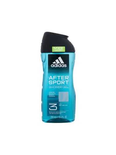 Adidas After Sport Shower Gel 3-In-1 New Cleaner Formula Душ гел за мъже 250 ml