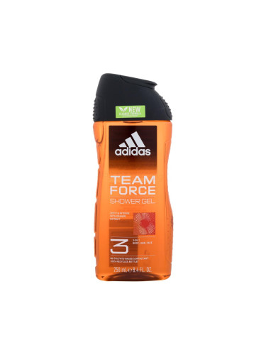 Adidas Team Force Shower Gel 3-In-1 New Cleaner Formula Душ гел за мъже 250 ml