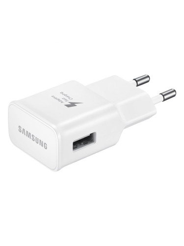 Оригинално мрежово зарядно устройство преходник адаптер Samsung TA200NWE 15W USB, 220V Fast Charging в плик, Бял