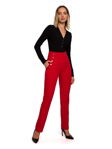 Дамски панталон с висока талия в червен цвят M530