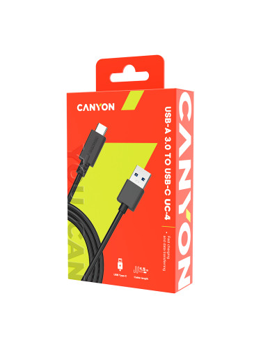 CANYON UC-4, Type C USB 3.0 standard cable, Power & Data output, 5V 3A