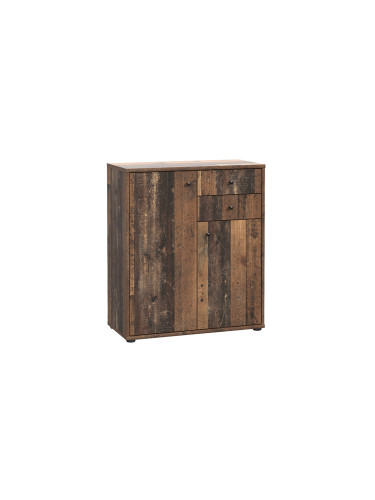 СКРИН ТЕМПРА 2 С ДВЕ ВРАТИ И С ДВЕ ЧЕКМЕДЖЕТА 73.7/34.8/85.5 ДЪБ ВИНТИДЖ