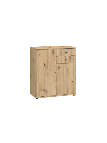 СКРИН ТЕМПРА 2 С ДВЕ ВРАТИ И С ДВЕ ЧЕКМЕДЖЕТА 73.7/34.8/85.5 ДЪБ АРТИЗАН