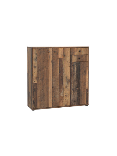 СКРИН ТЕМПРА 2 С ТРИ ВРАТИ И С ДВЕ ЧЕКМЕДЖЕТА 108.8/34.8/111.1h ДЪБ ВИНТИДЖ