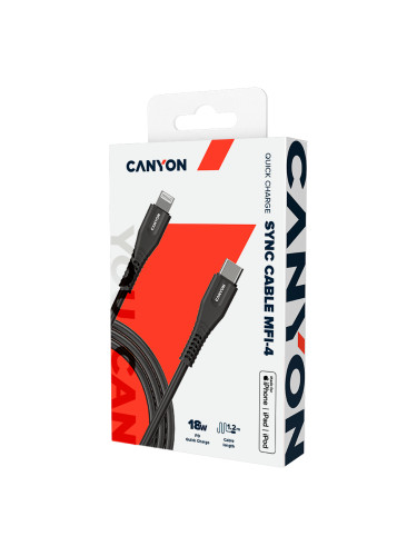 CANYON MFI-4, Type C Cable To MFI Lightning for Apple, PVC Mouling,Fun