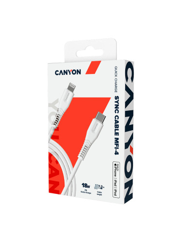 CANYON MFI-4, Type C Cable To MFI Lightning for Apple, PVC Mouling,Fun
