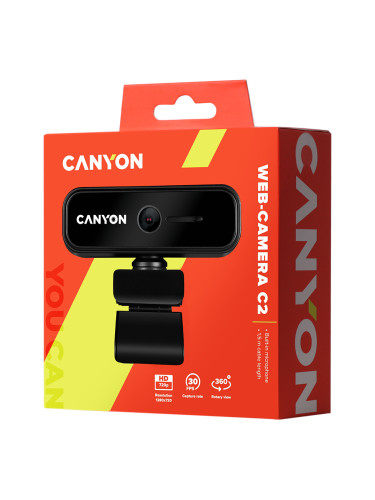 CANYON C2, 720P HD 1.0Mega fixed focus webcam with USB2.0. connector, 