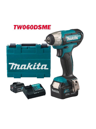 Гайковерт акумулаторен, ударен, Makita TW060DSME, 12V, CXT, 2x4Ah, 1/4" 60Nm