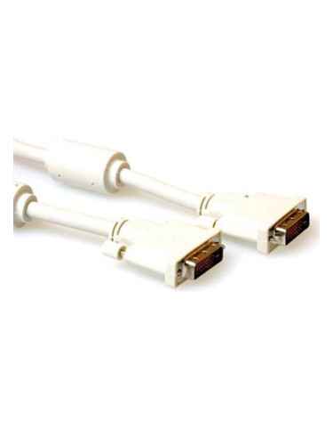 Кабел ACT AK3634, DVI-D мъжко - DVI-D мъжко, 10 м, Бял, Булк