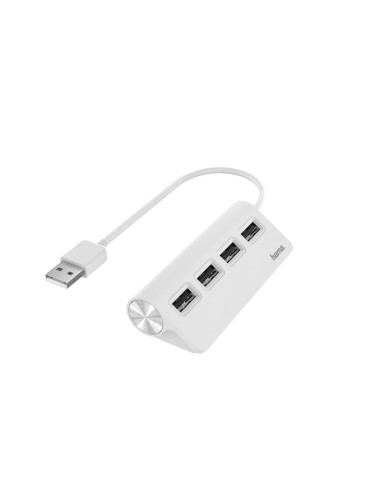 USB хъб HAMA, USB 2.0, 1:4, бял, 480Mbit/s