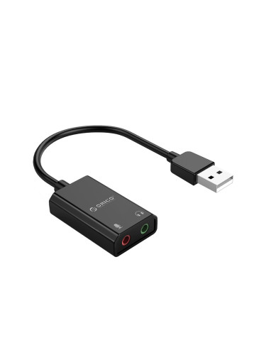Orico външна звукова карта USB Sound card - Headphones, Mic, Black - S