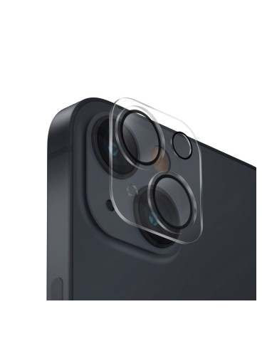 Стъклен протектор за задна камера 5D Full MBX за Apple iPhone 14, 14 Plus с черни рингове, Прозрачен