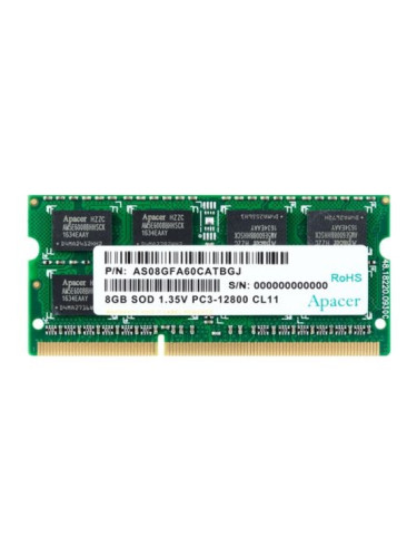 Памет Apacer 8GB Notebook Memory - DDR3 SODIMM 204pin Low Voltage 1.35