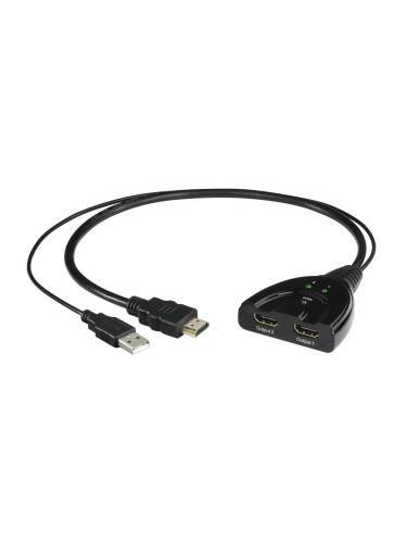 Сплитер HDMI HAMA HDMI мъжко - 2 x HDMI женско, 4K, Черен