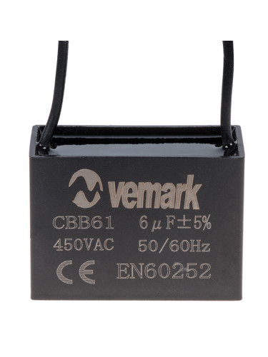 Работен кондензатор, 450VAC, 6uF, 65°C, с кабел, CBB61
