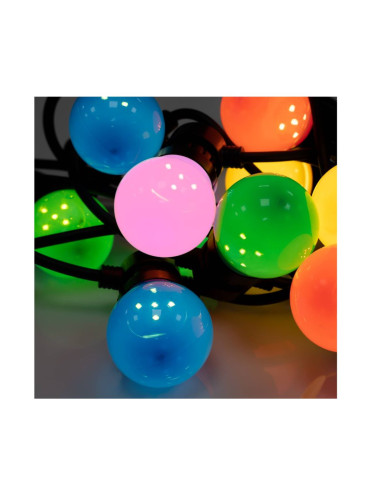 Светеща коледна украса тип въже с 10бр. топки, 6m, 50LEDs, 6W, цветни RGB, IP44