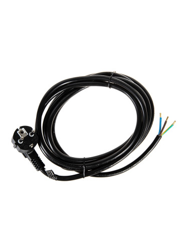 Захранващ кабел 3х1.5mm2, 3m, шуко, Г-образен, черен