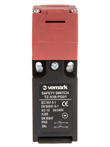 Краен изключвател TZ-93BPG01, 3A/240VAC, прав, авариен, 2NC