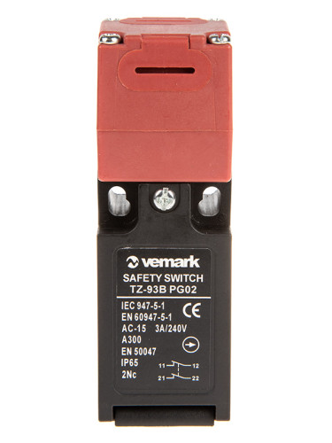 Краен изключвател TZ-93BPG02, 3A/240VAC, ъглов, авариен, 2xNC
