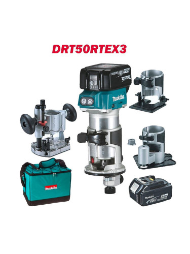Оберфреза челна, акумулаторна, Makita DRT50RTEX3, 18V, LXT, 2x5Ah, 8 мм