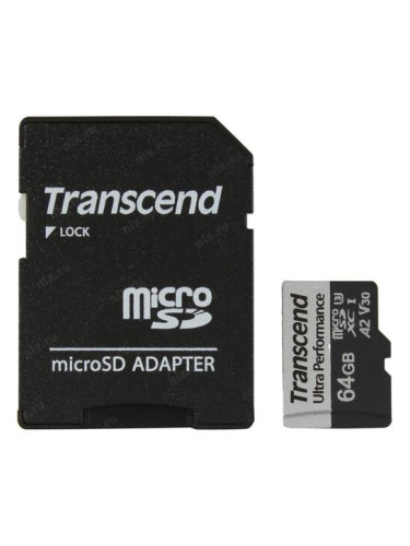 Памет Transcend 64GB micro SD with adapter UHS-I U3 A2 Ultra Performan