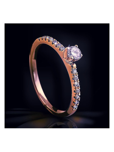 Годежен пръстен в розово злато с диаманти BR8236