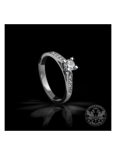 Прекрасен годежен пръстен с бяло злато и диаманти BR9718 GIA