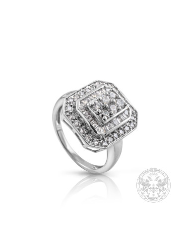Дамски пръстен с диаманти под формата на багета и брилянт BR634