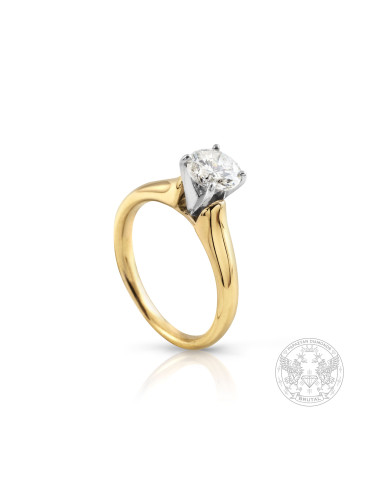 Годежен пръстен с диамант от жълто и бяло злато BR621