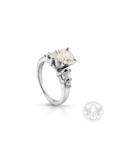 Бутиков годежен пръстен с централен Fancy Yellow - 1,01ct. брилянт и диаманти BR623