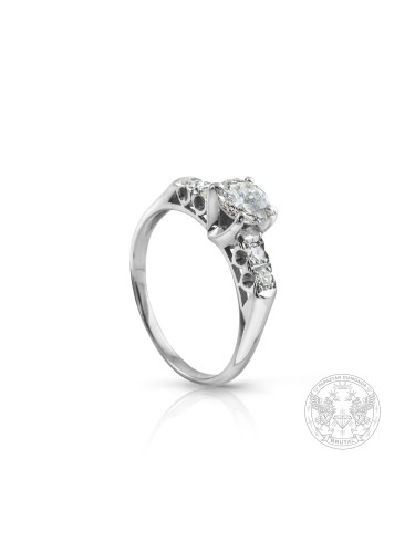 Бутиков годежен пръстен с два вида диаманти от бяло злато BR6172