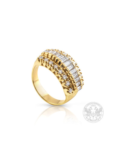 Дамски пръстен с диаманти под формата на брилянт и багета BR643