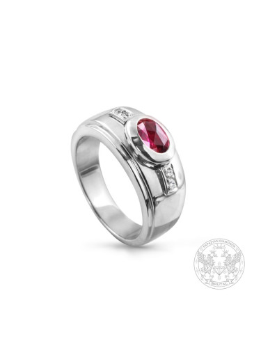 Пръстен с рубин и диаманти BR820 / 18K white gold ring with Ruby and Diamonds BR820